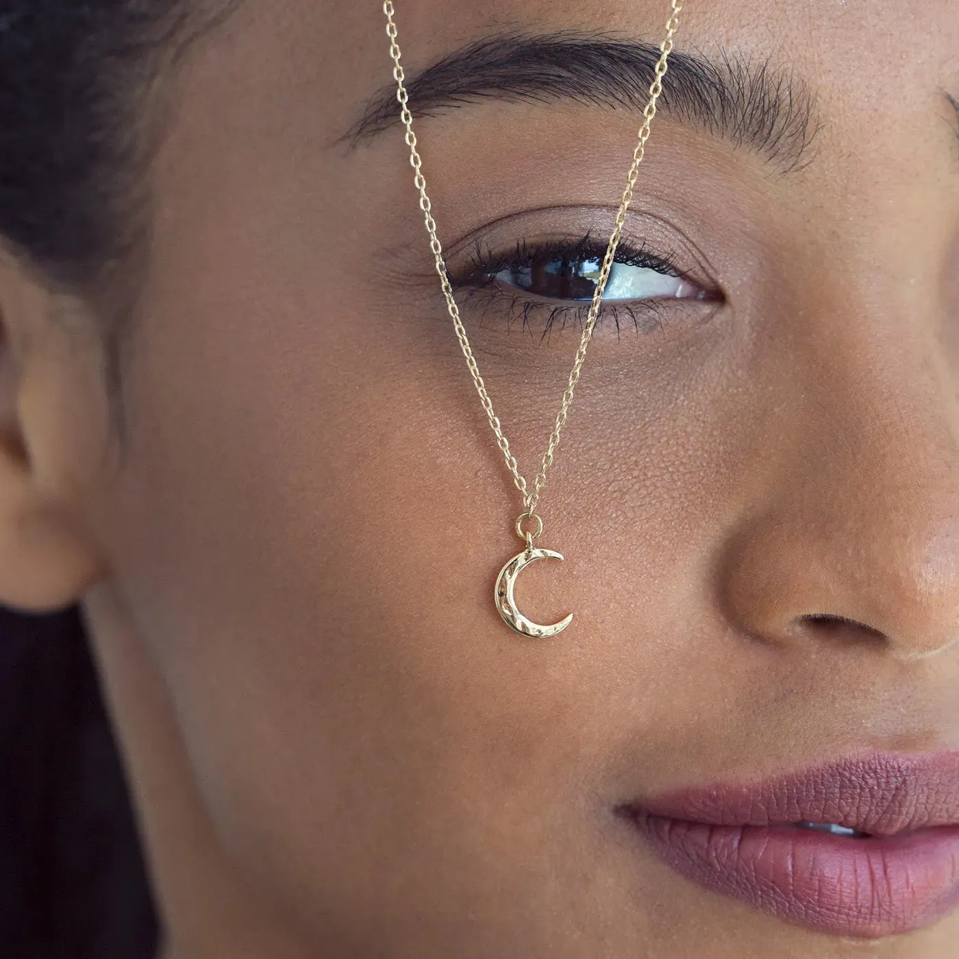 Hammered moon necklace
