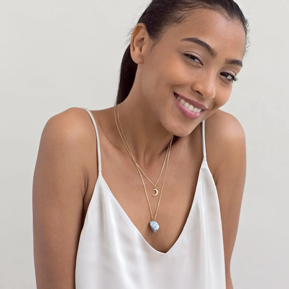 Hammered moon necklace