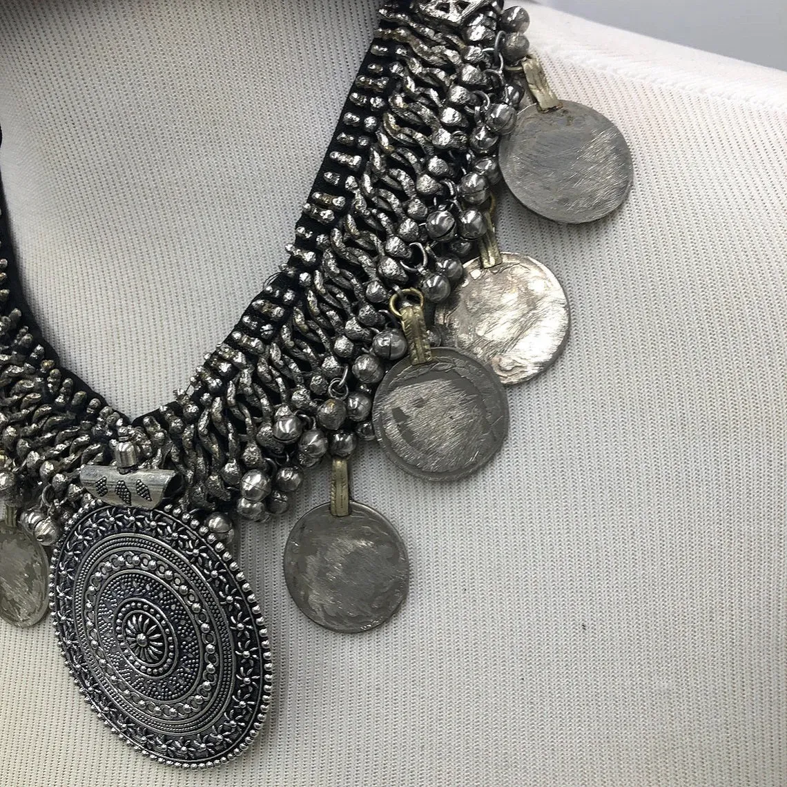 Handmade Vintage Coins and Silver Bells Choker