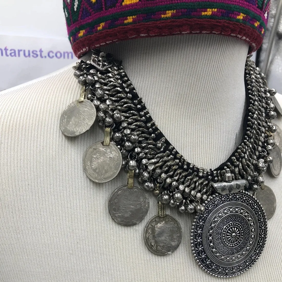 Handmade Vintage Coins and Silver Bells Choker