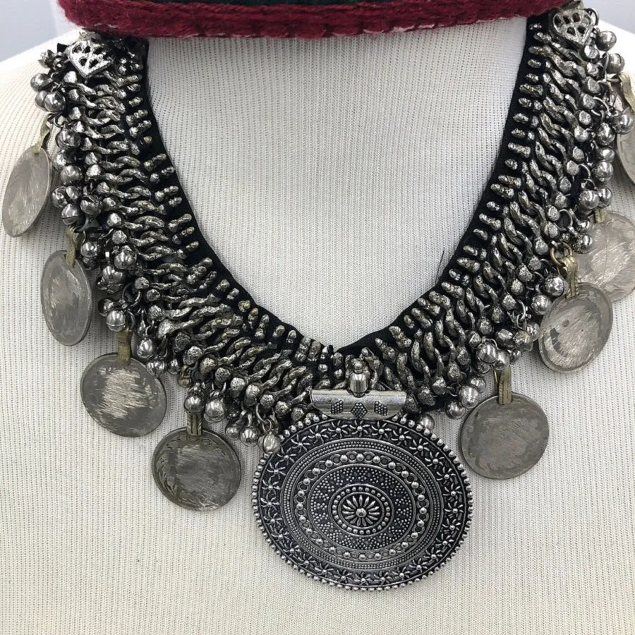 Handmade Vintage Coins and Silver Bells Choker