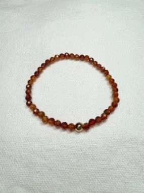 Hessonite Garnet Faceted Bracelet with Gold Filled Bead
