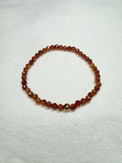 Hessonite Garnet Faceted Bracelet with Gold Filled Bead