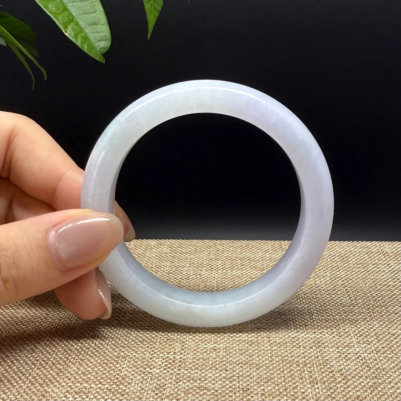 High end Genuine Burmese Lavender Green Jade Jadeite Bangle Bracelet ( 52.2mm )