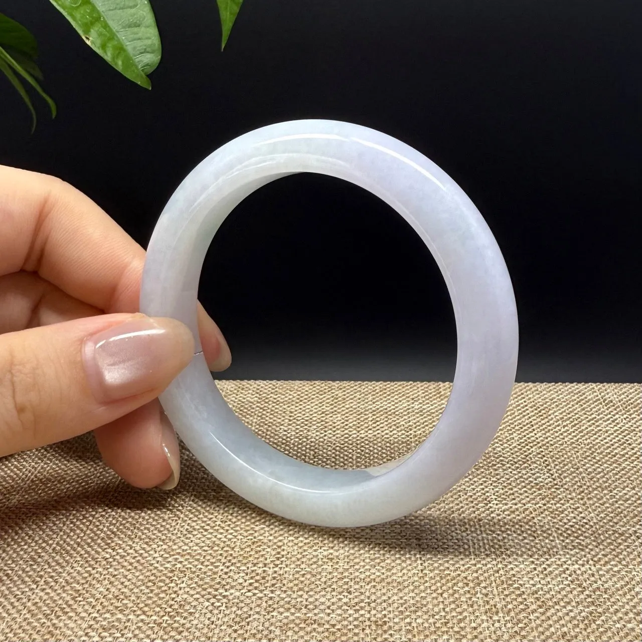 High end Genuine Burmese Lavender Green Jade Jadeite Bangle Bracelet ( 52.2mm )