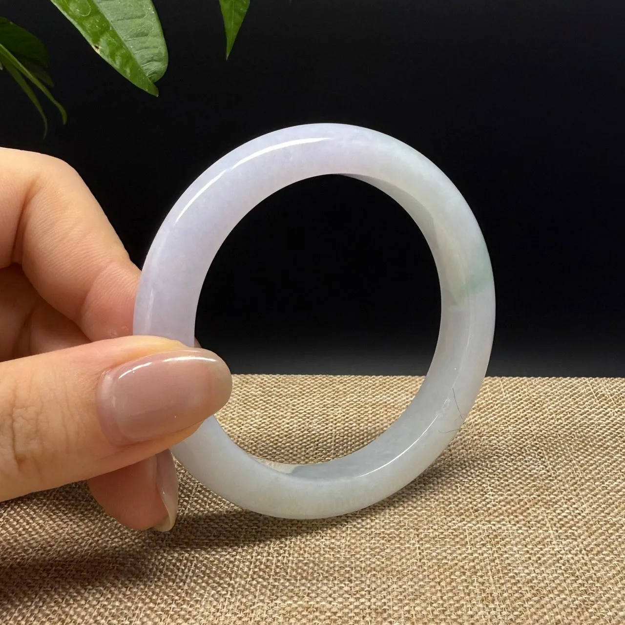 High end Genuine Burmese Lavender Green Jade Jadeite Bangle Bracelet ( 52.2mm )