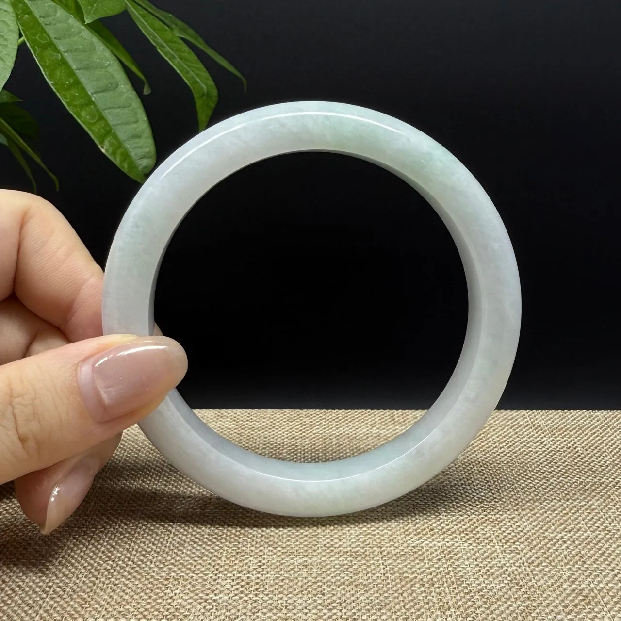 High end Genuine Burmese Lavender Green Jade Jadeite Bangle Bracelet ( 64.7mm )