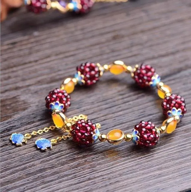High quality Natural garnet bracelet fashion women crystal bracelet jewelry