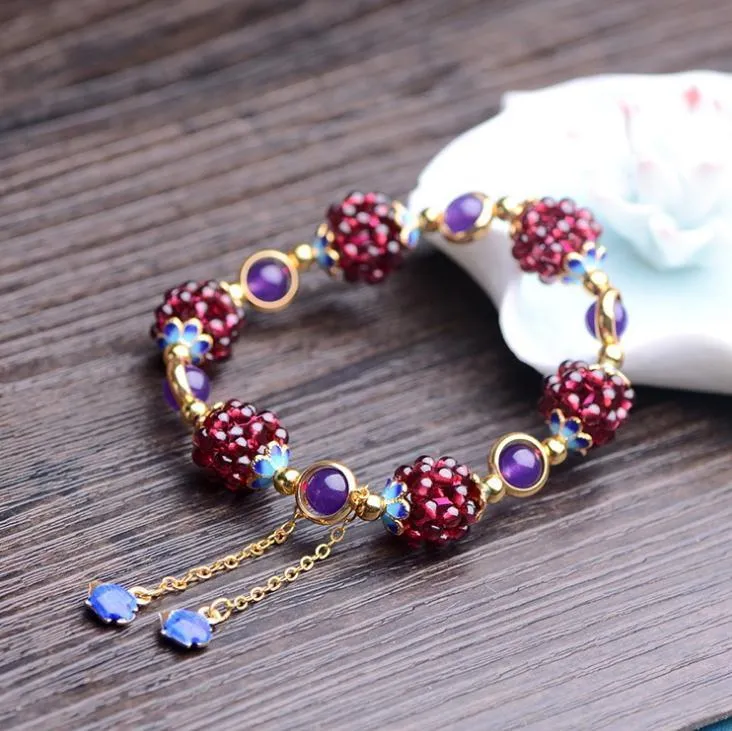 High quality Natural garnet bracelet fashion women crystal bracelet jewelry