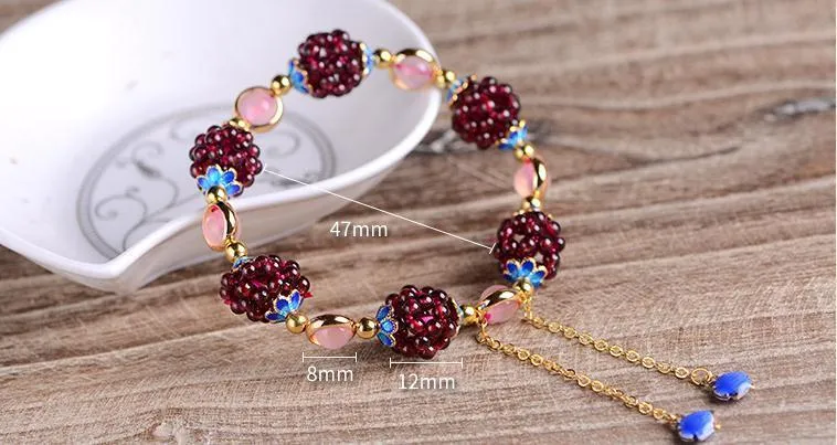 High quality Natural garnet bracelet fashion women crystal bracelet jewelry