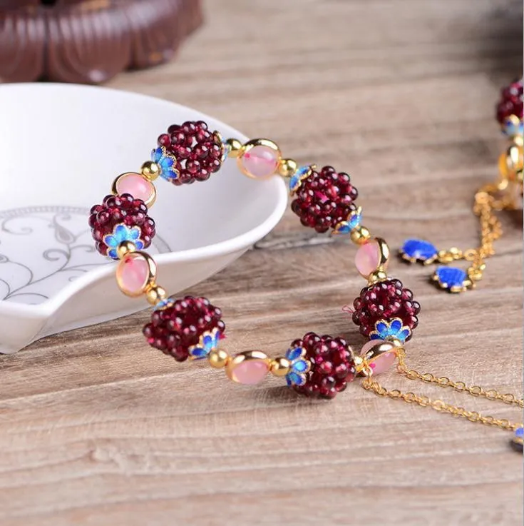 High quality Natural garnet bracelet fashion women crystal bracelet jewelry