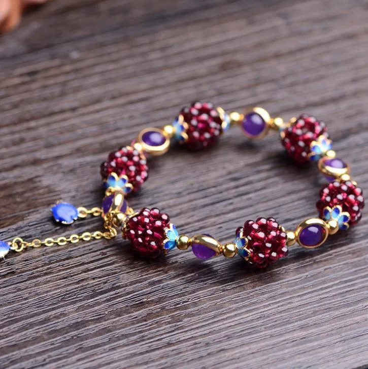 High quality Natural garnet bracelet fashion women crystal bracelet jewelry