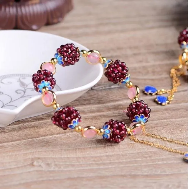 High quality Natural garnet bracelet fashion women crystal bracelet jewelry