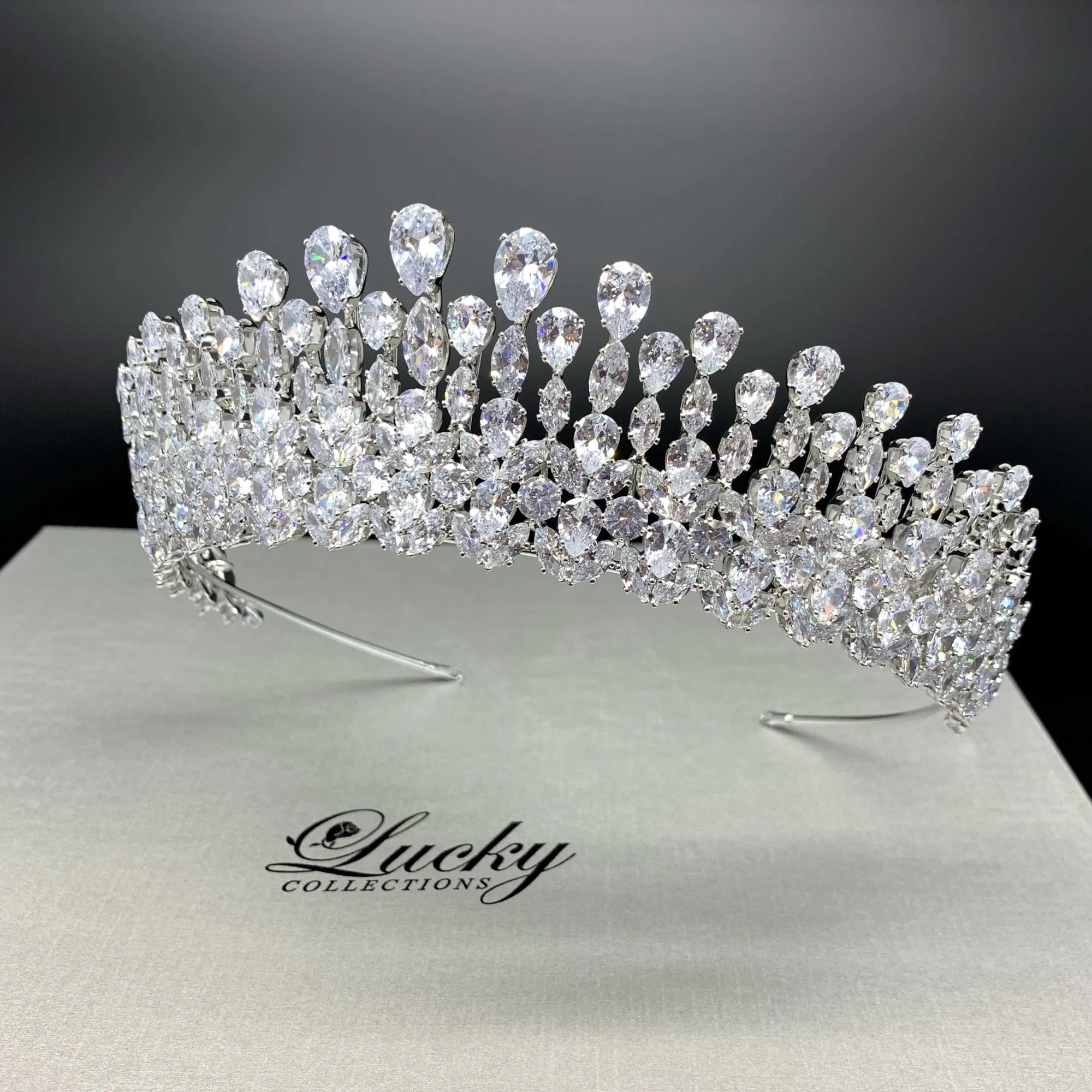 High Quality Zirconia Bridal and Quinceanera Tiara, Countess Teardrop