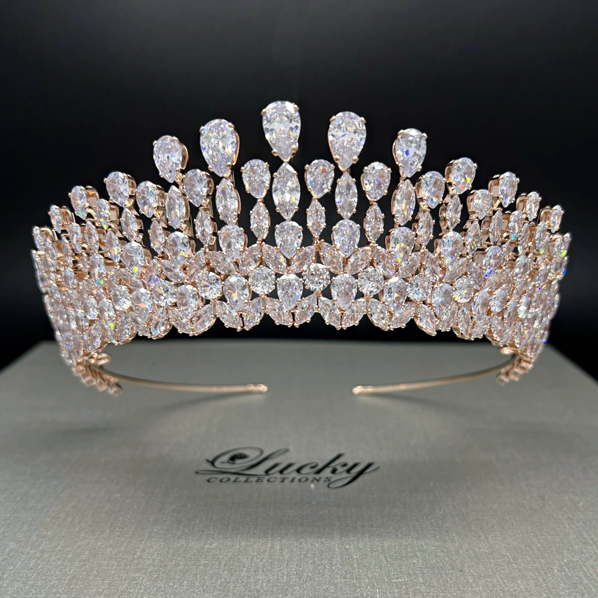 High Quality Zirconia Bridal and Quinceanera Tiara, Countess Teardrop