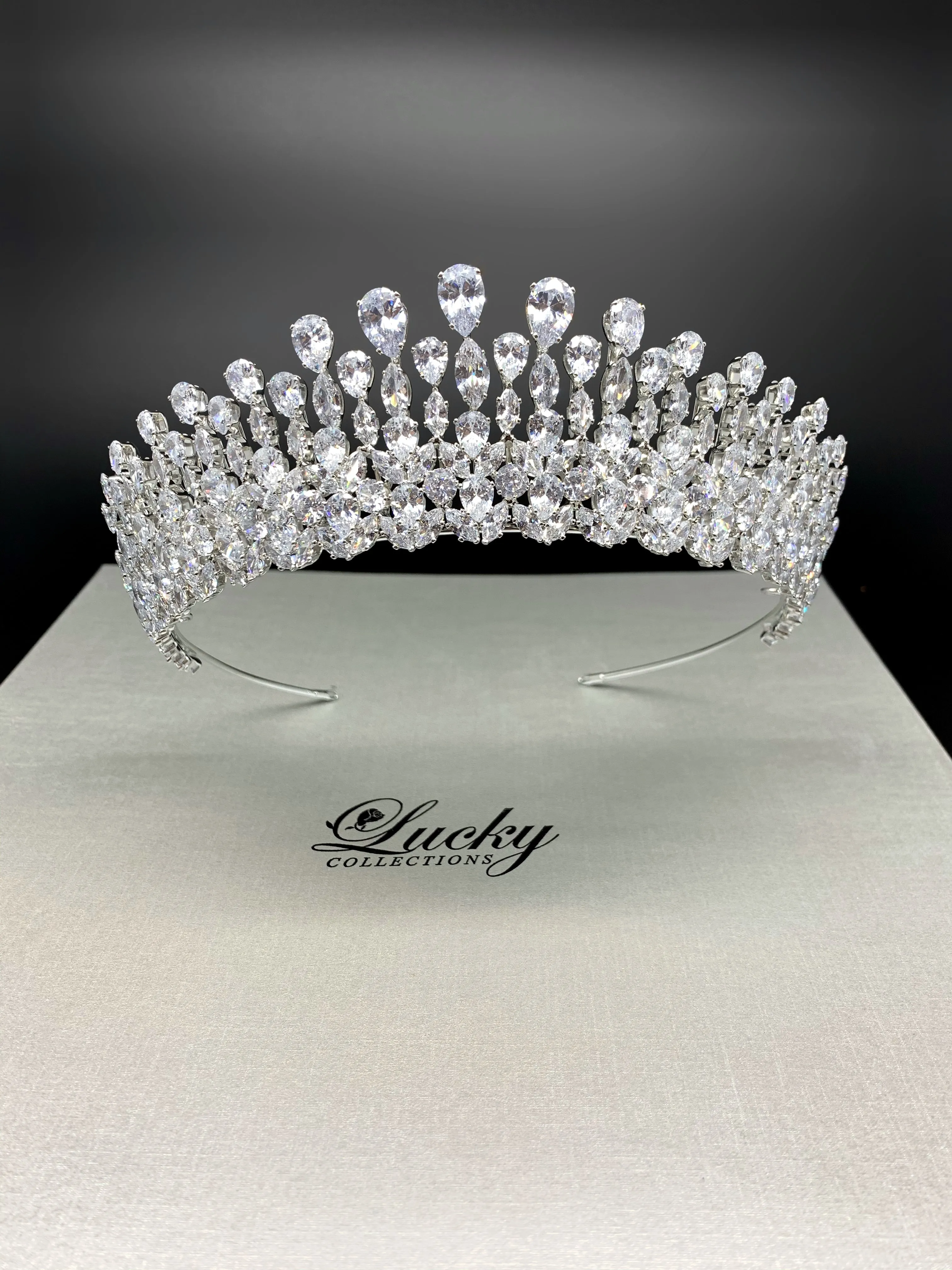 High Quality Zirconia Bridal and Quinceanera Tiara, Countess Teardrop