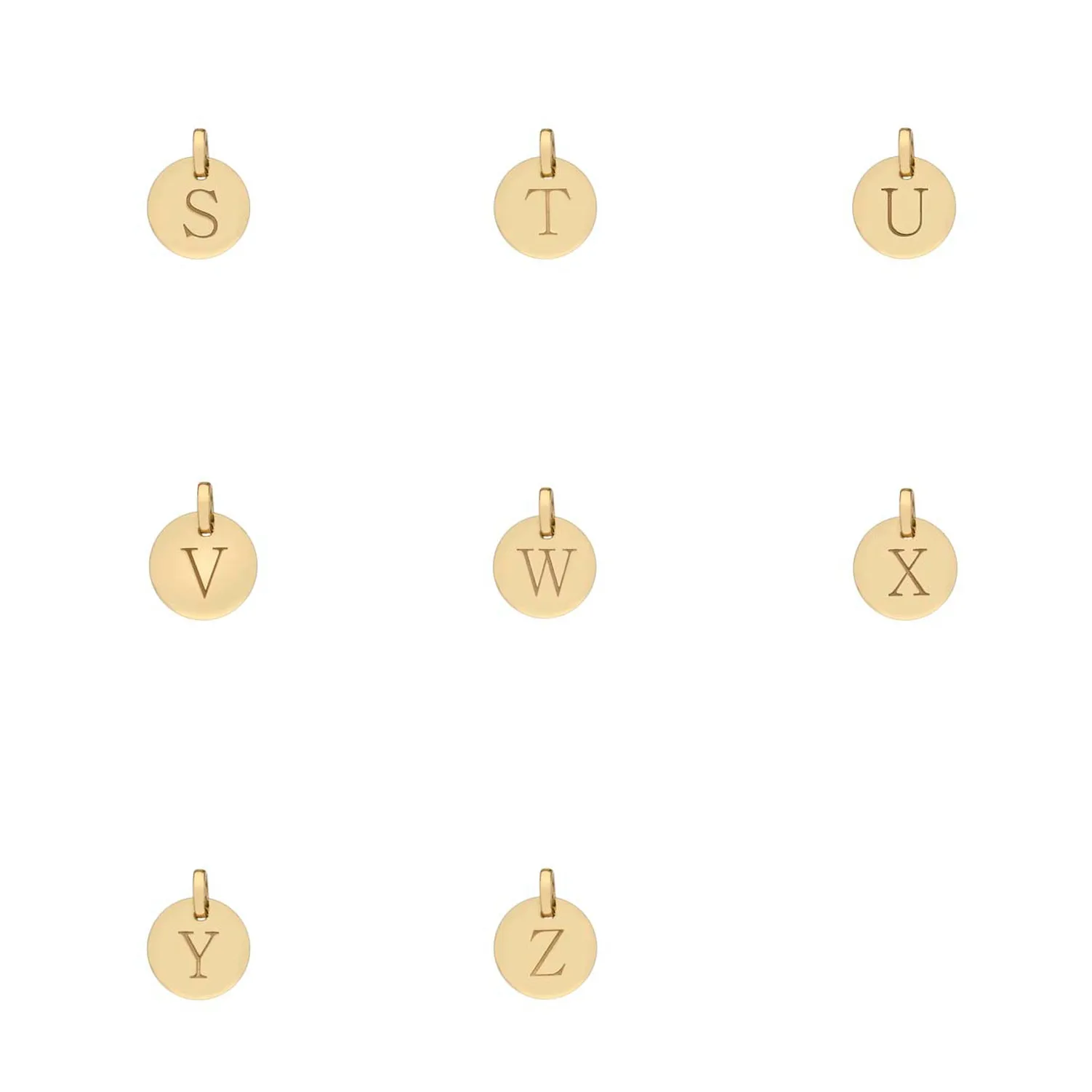 Hobury 9ct Yellow Gold Disc Engraved Initial Pendant