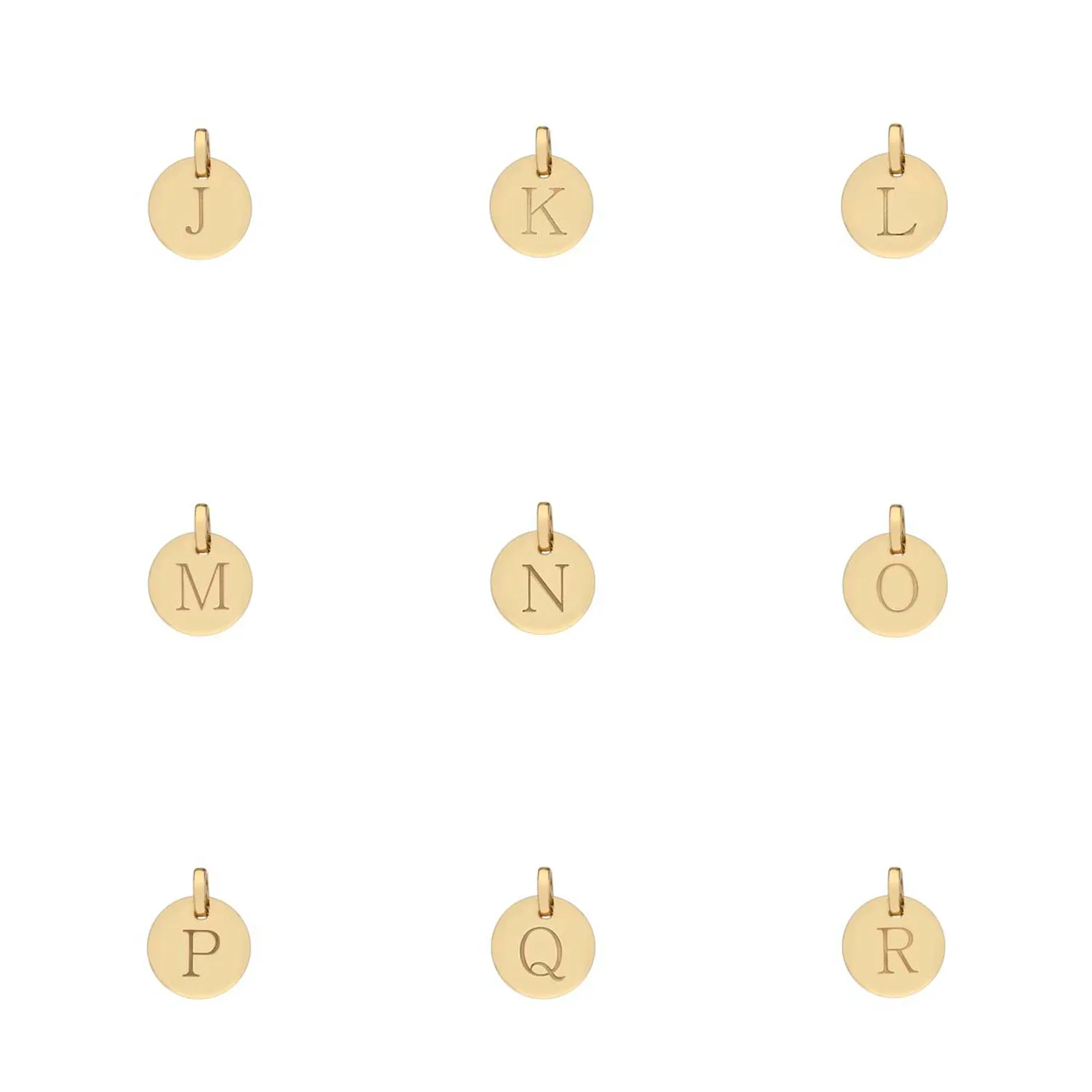 Hobury 9ct Yellow Gold Disc Engraved Initial Pendant