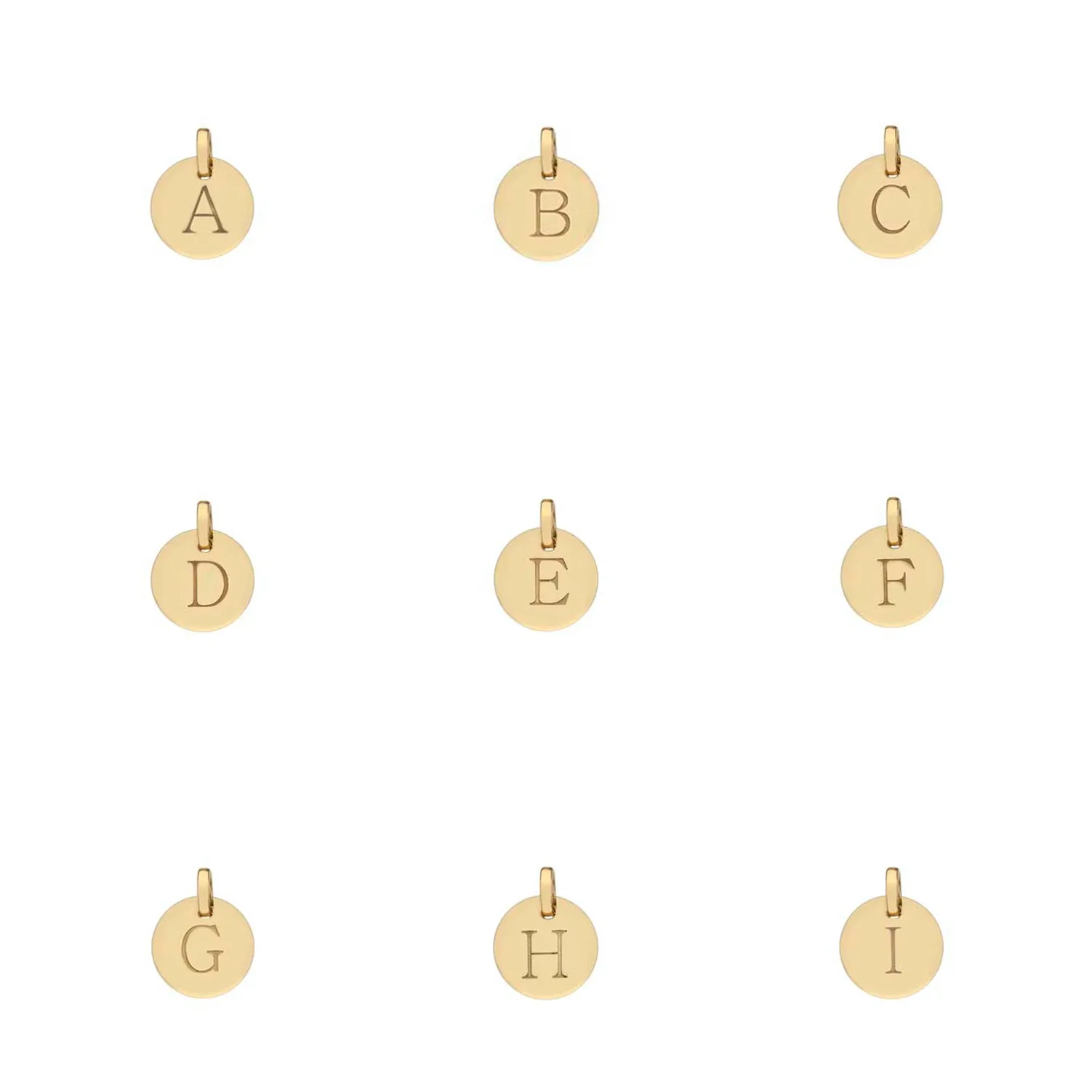 Hobury 9ct Yellow Gold Disc Engraved Initial Pendant