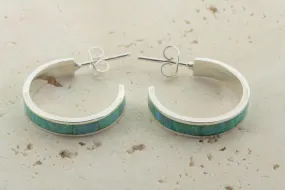 Hoop stud - green opal - sml