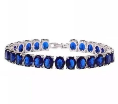 Huge 126 Ct.tw Created Royal Blue Sapphire Tennis Bracelet