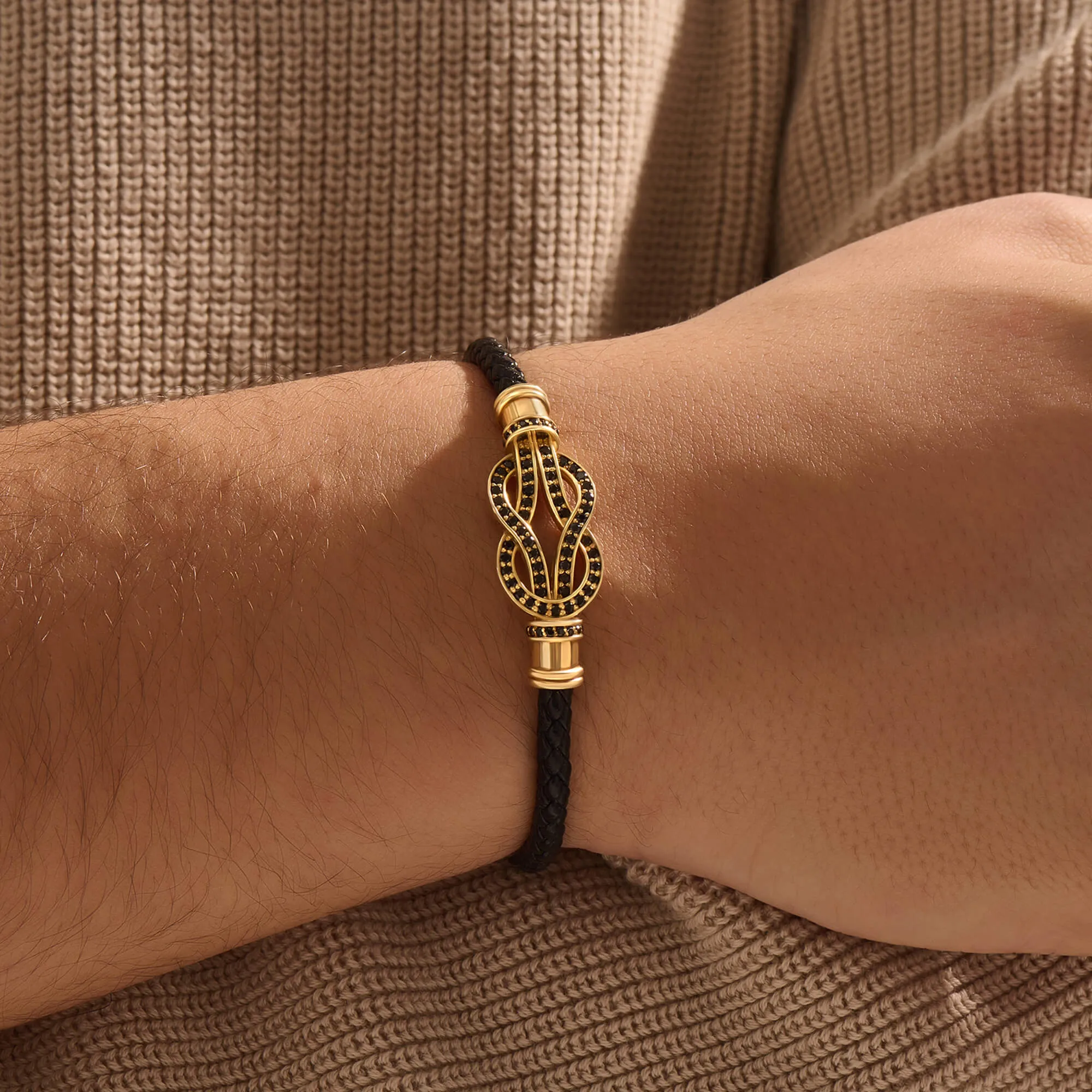Infinity Leather Bracelet in Silver