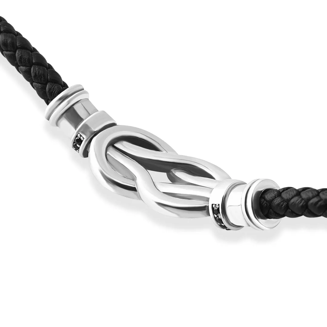 Infinity Leather Bracelet in Silver
