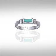 Inlaid Rectangle Silver Toe Ring TR612