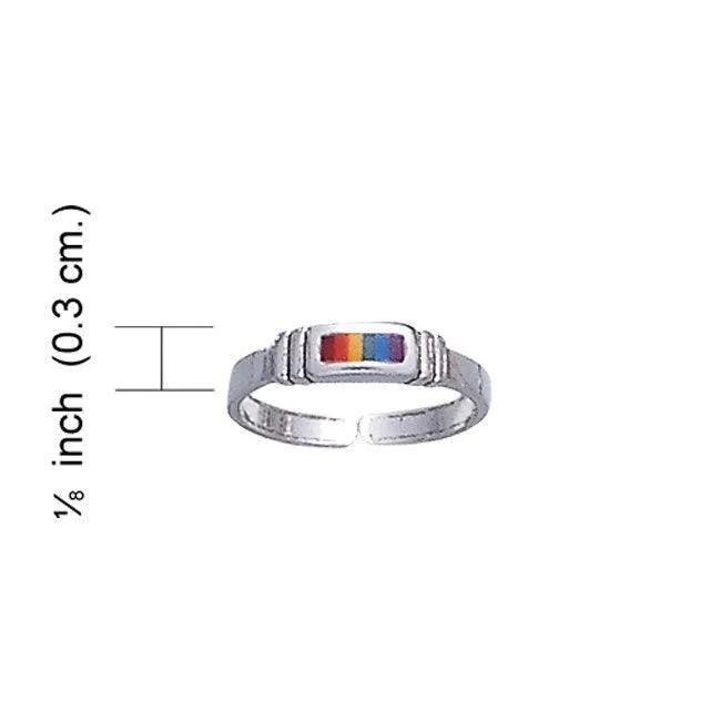 Inlaid Rectangle Silver Toe Ring TR612