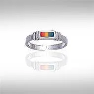 Inlaid Rectangle Silver Toe Ring TR612