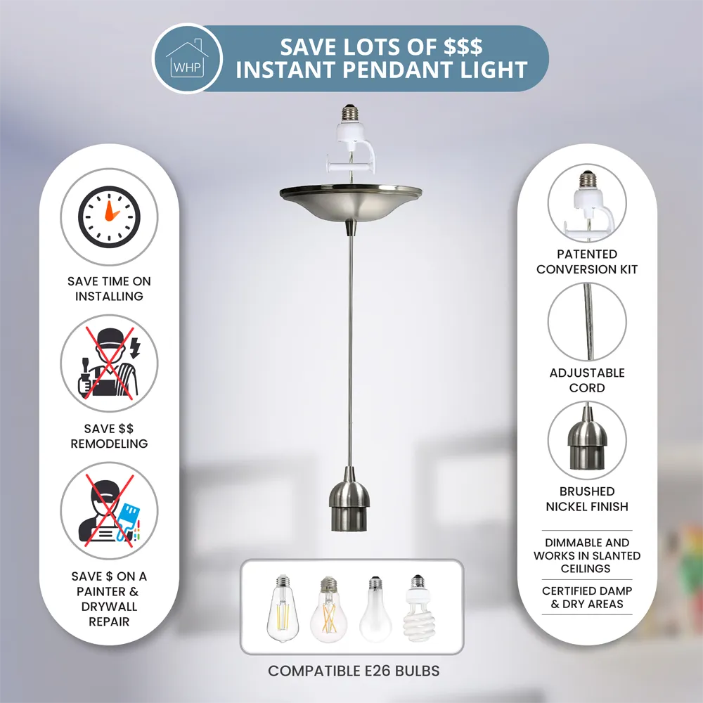 Instant Pendant Brushed Nickel Converter- Adapter Only