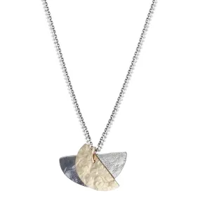 Israeli Dganit Hen Mixed Metals Half Moon Pendant Necklace