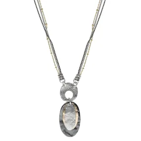 Israeli Moon Glow Layered Drop Pendant Necklace