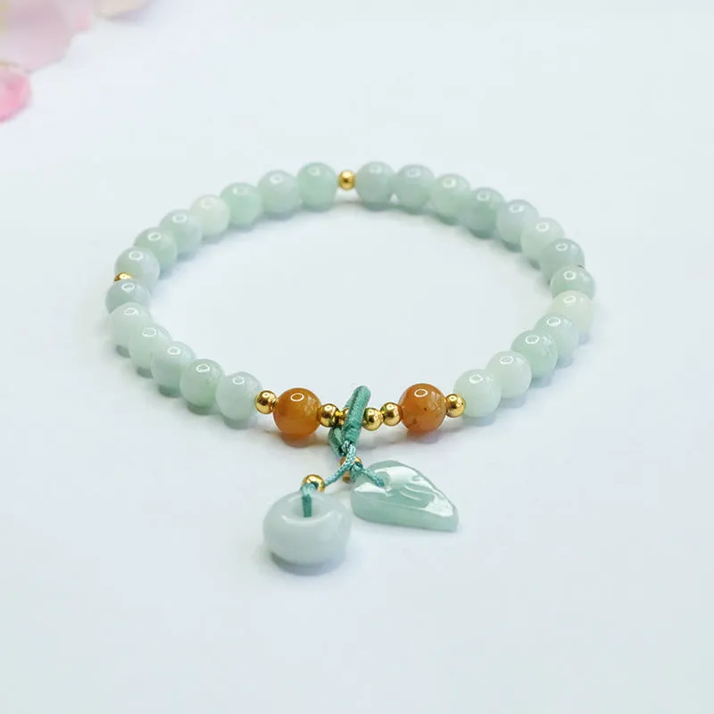 Jade Bracelet with Sterling Silver Safe Ring