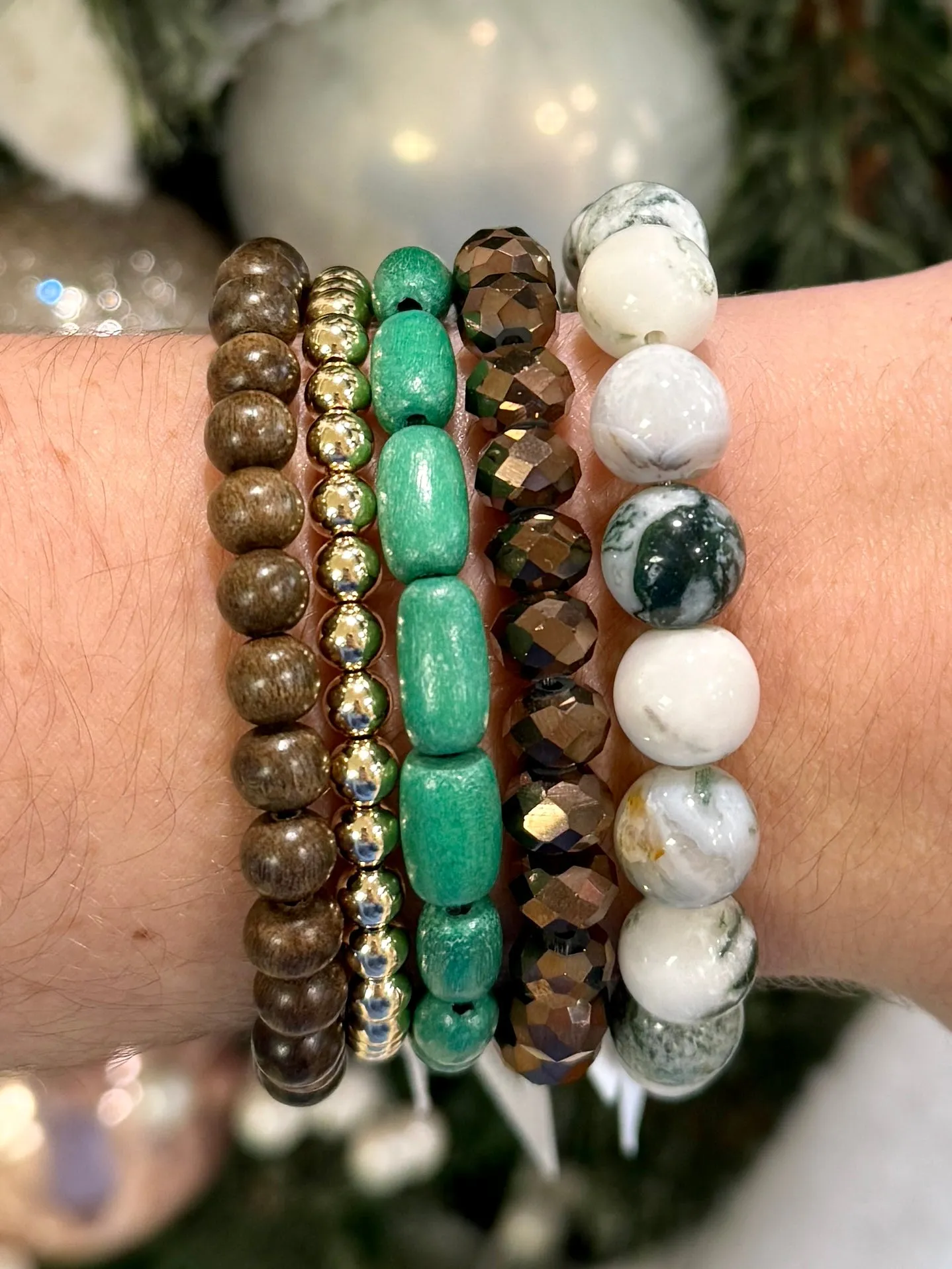 Jade Green Oval Wood Bracelet