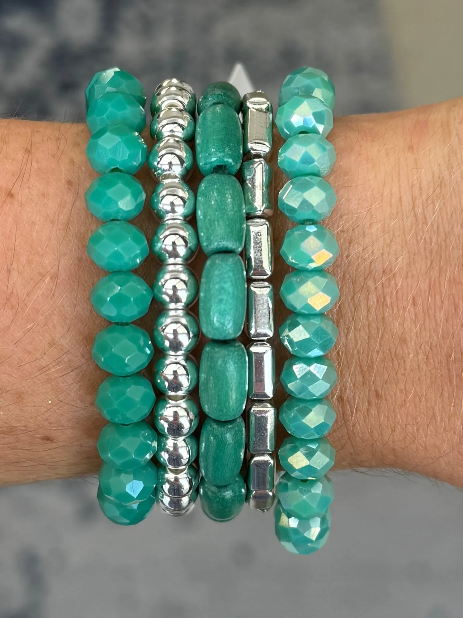 Jade Green Oval Wood Bracelet