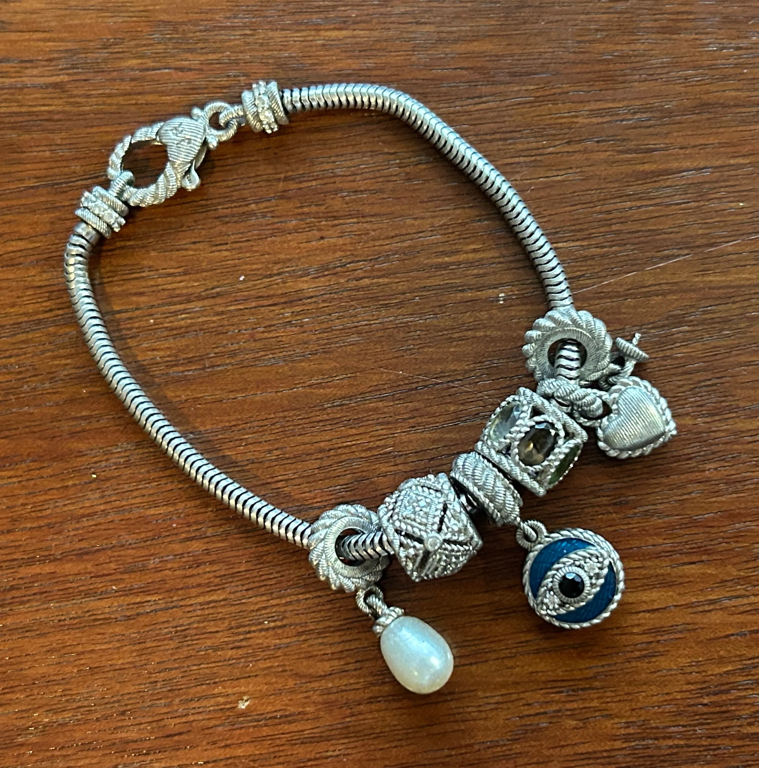 Judith Ripka Sterling Silver 925 Charm Bracelet