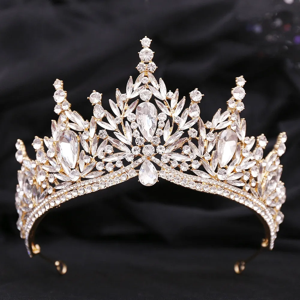 Just Be A Queen Crystal Leaves Tiaras for Quinceañeras or Brides - Elegant Headpiece for Your Occasion