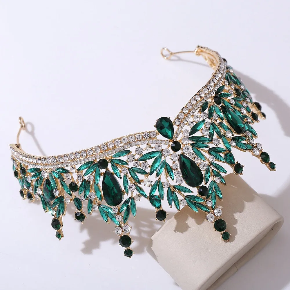 Just Be A Queen Crystal Leaves Tiaras for Quinceañeras or Brides - Elegant Headpiece for Your Occasion