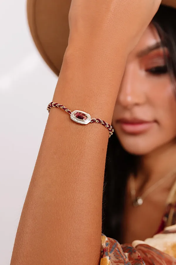 Kendra Scott Anna Gold Friendship Bracelet in Bronze Veined Maroon Jade