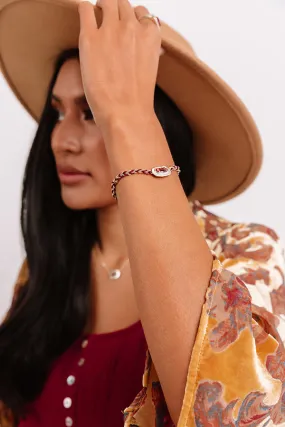 Kendra Scott Anna Gold Friendship Bracelet in Bronze Veined Maroon Jade