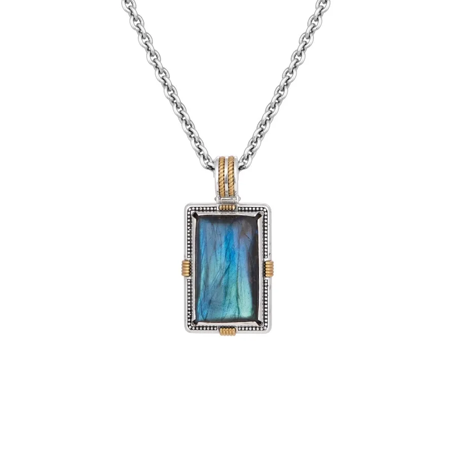 Konstantino Sterling and Gold Labradorite Pendant