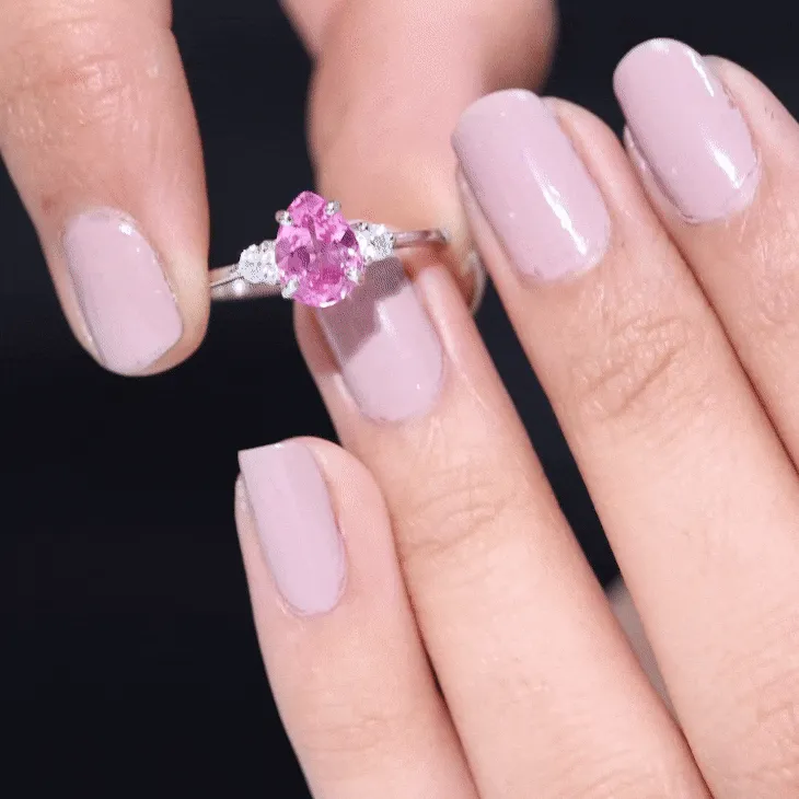 Lab Grown Pink Sapphire Solitaire Ring with Diamond
