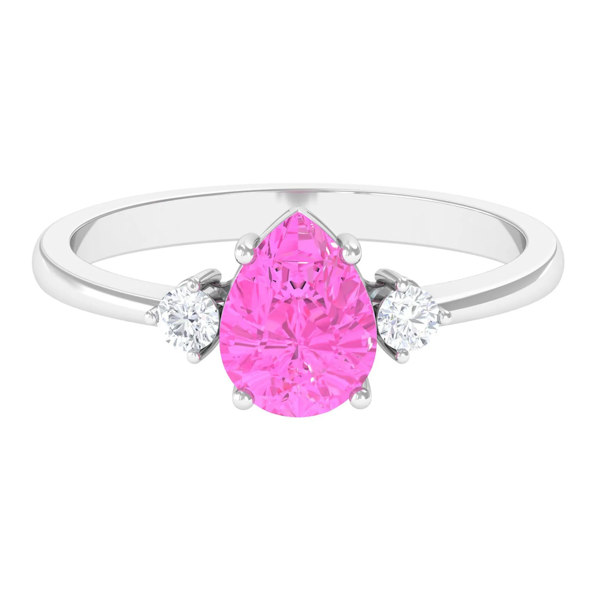 Lab Grown Pink Sapphire Solitaire Ring with Diamond