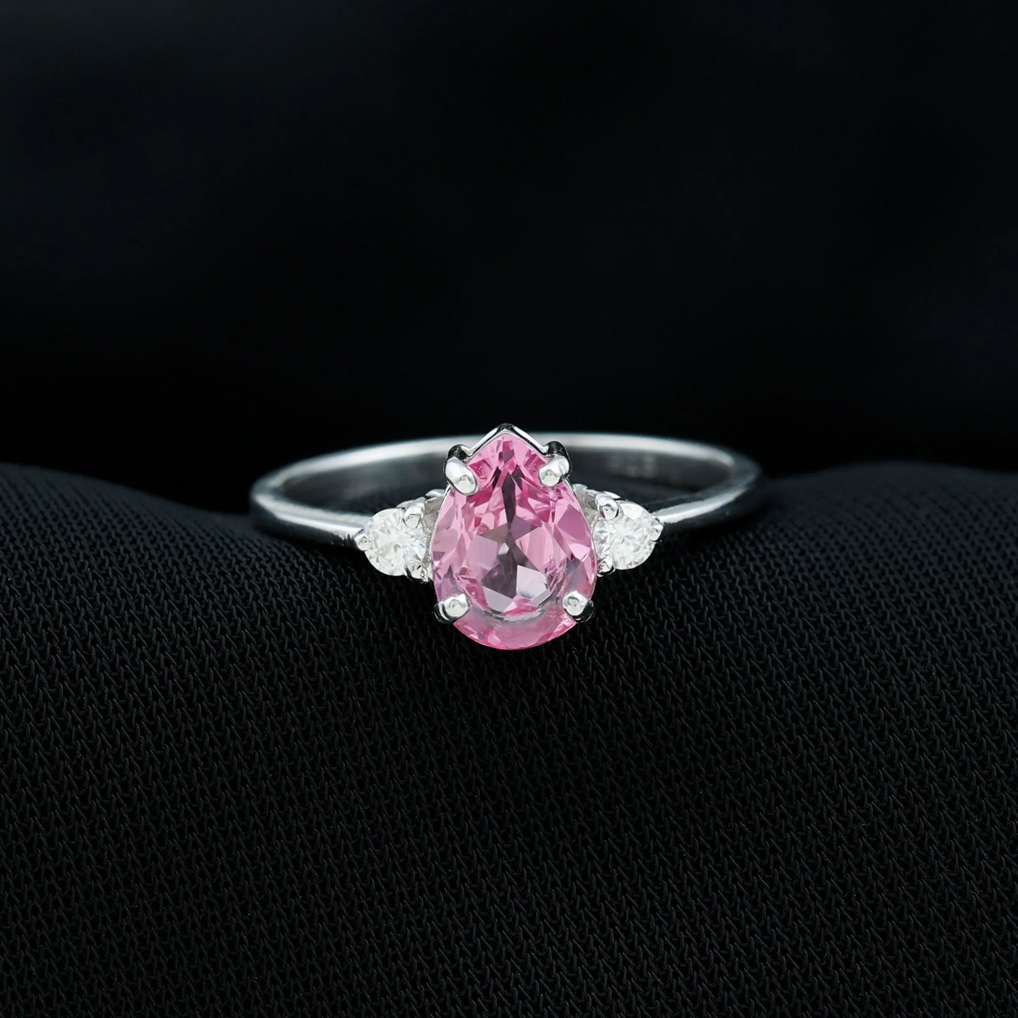 Lab Grown Pink Sapphire Solitaire Ring with Diamond