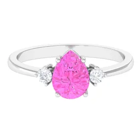 Lab Grown Pink Sapphire Solitaire Ring with Diamond