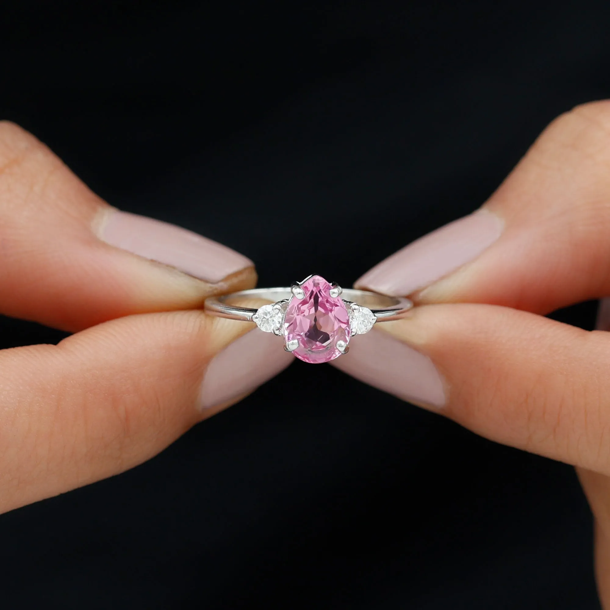 Lab Grown Pink Sapphire Solitaire Ring with Diamond