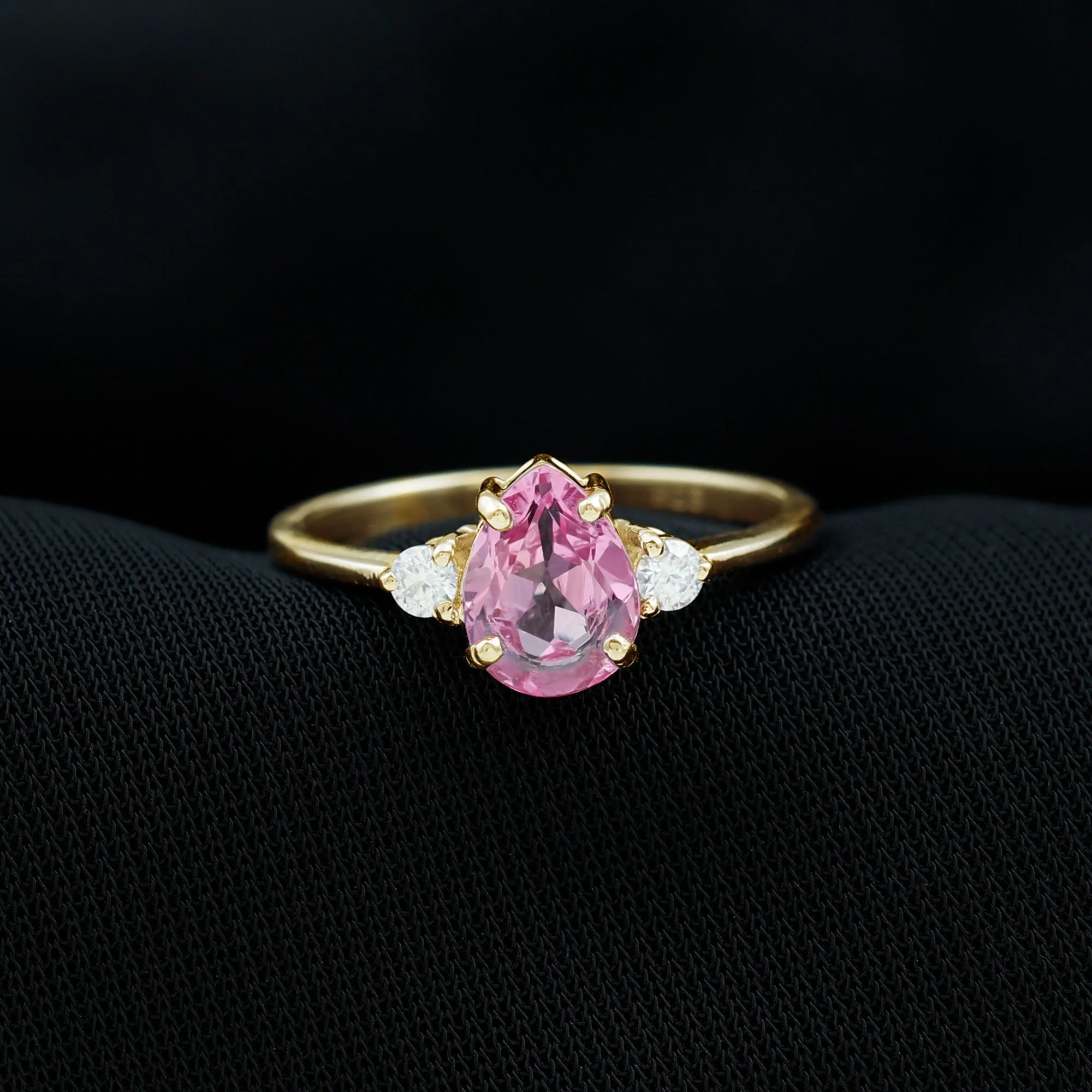 Lab Grown Pink Sapphire Solitaire Ring with Diamond