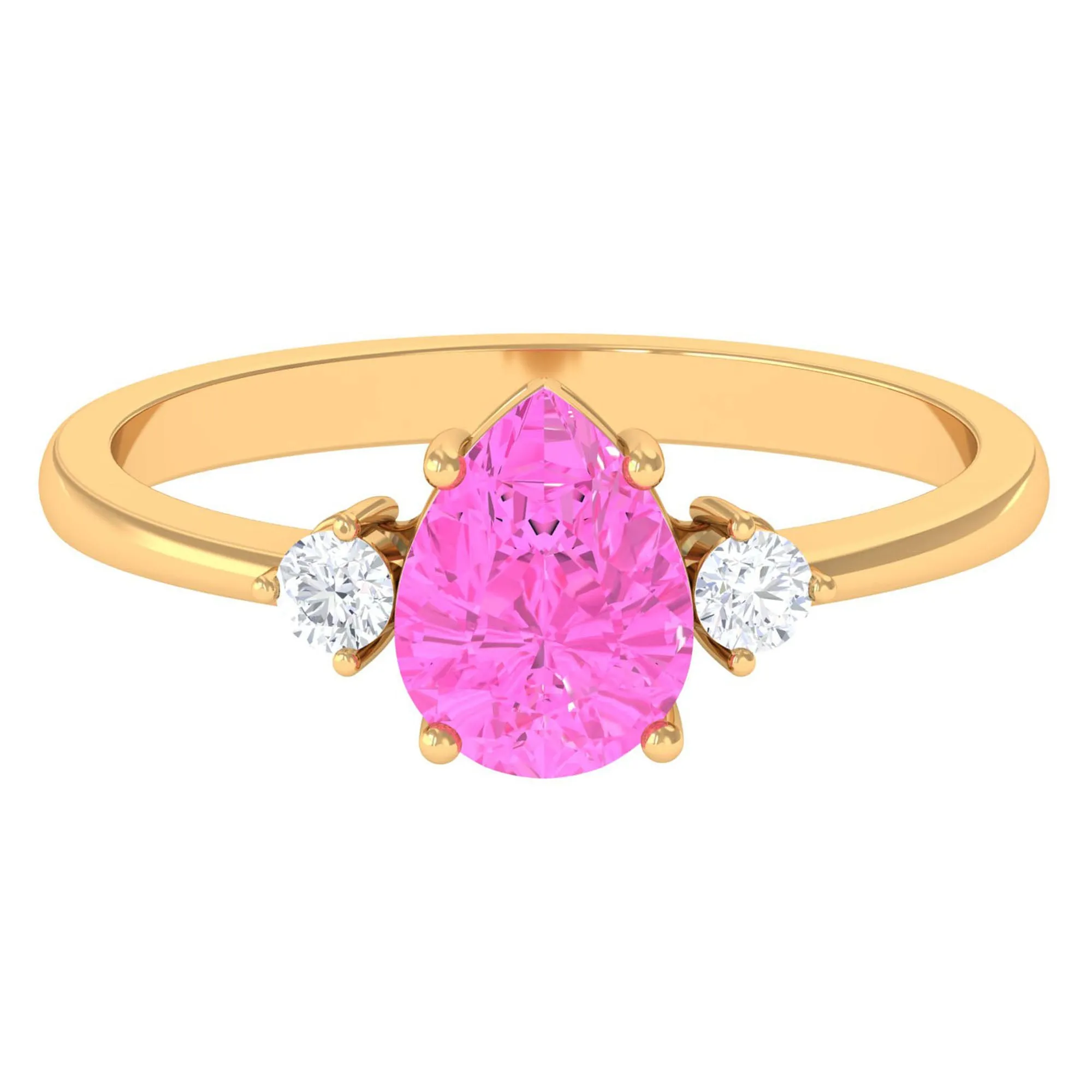 Lab Grown Pink Sapphire Solitaire Ring with Diamond