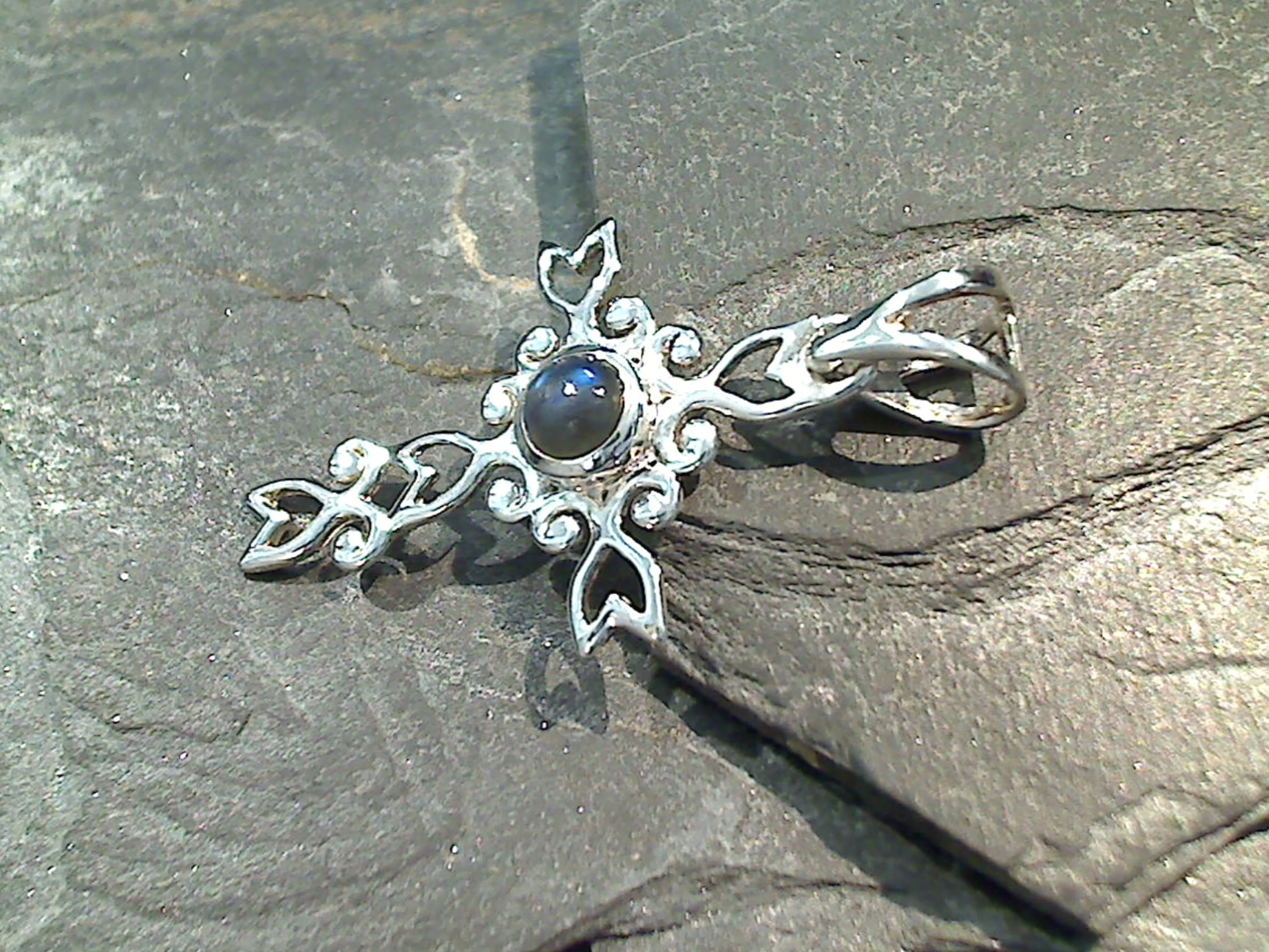 Labradorite, Sterling Silver Cross Pendant